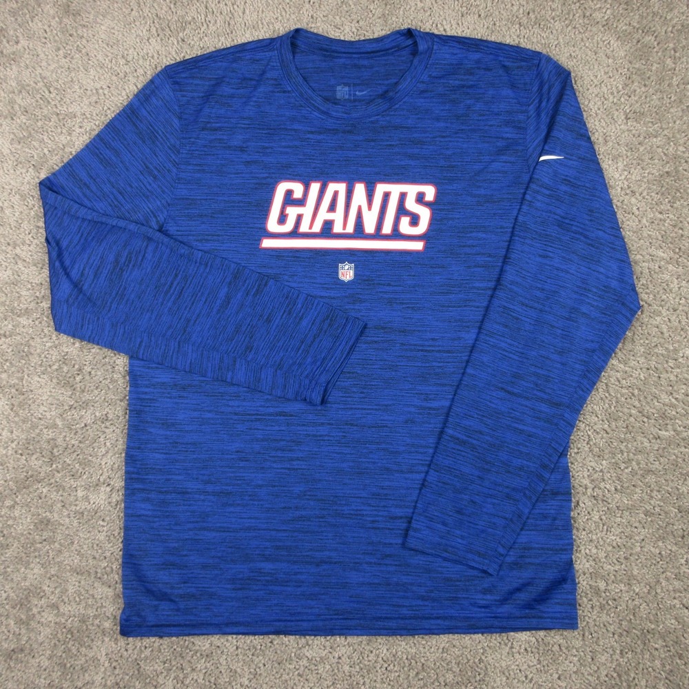 New York Giants Shirt Mens Large Blue Nike Drifit Long Sleeve NFL Football EUC